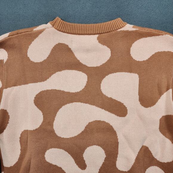 Pacsun Womens Sweater Small Pink Brown Camo Abstract Crewneck Stretch Preppy - Picture 11 of 15